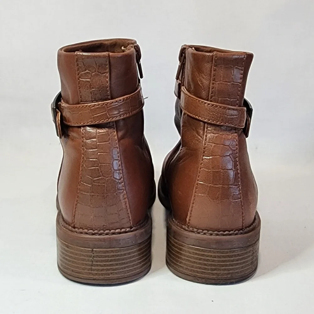 Clarks‎ Collection Womens Tan Brown Leather Ankle Boots Buckle Zip 9.5 M